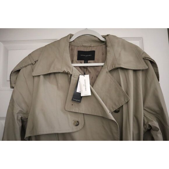 Banana Republic 569732-00 Women Petite Sz XL Tan Classic Twill Trench Coat - Picture 4 of 16